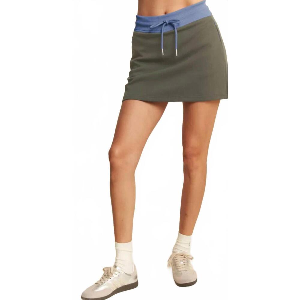 NEW DAVI & DANI two tone mini skirt in sage ash